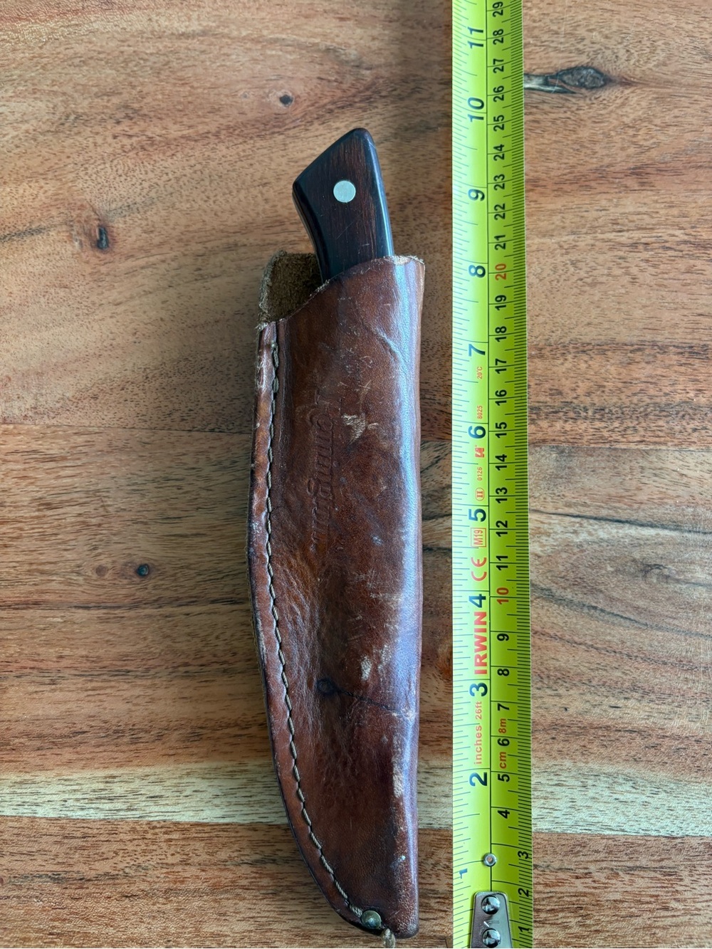 Remington Brown Leather Sheath with Dark Wood Handle Knife